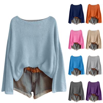 Свитшоты для женщин Вязаный свитер Милая рубашка Осенний круглый вырез Пуловер Топы