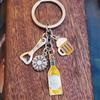 Handmade Beer Bottle Opener Keychain Bar Keyring Beer Mug Series Charms Key Chains Handbag Key Jewelry Gifts