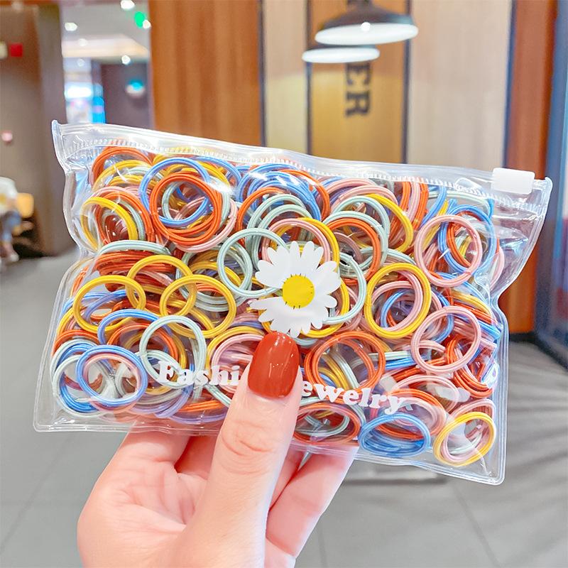 100 шт./пакет Простые практичные маленькие резинки для волос для девочек и детей, эластичные резинки для волос, аксессуары, резинка для волос, кольцо, головной убор