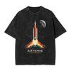 Washed T Shirt Artemis II Space Rocket Launch Mission To The Moon Artemis 2 T-Shirt Oversize Streetwear Summer Tees Men Women