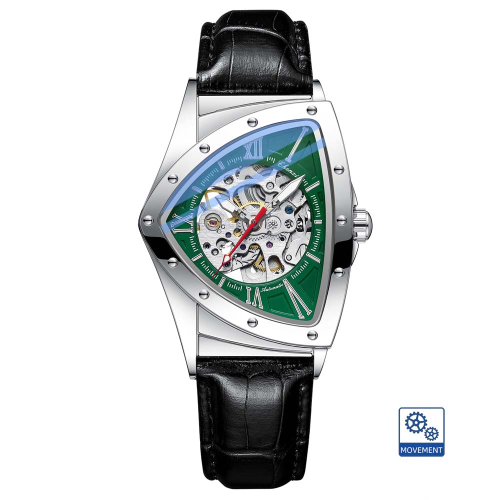 CHENXI Men's Watch Automatic Movement Mechanical Fashion Wristwatches Leisure Hollow Triangle Watches Luxury Men Gifts