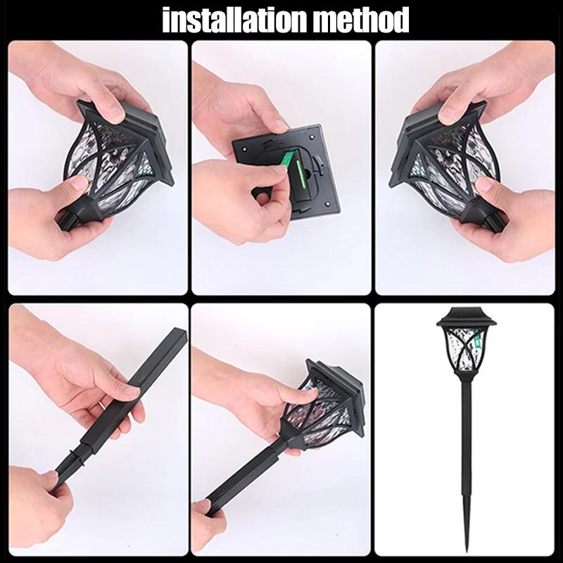 2 шт. светодиодные солнечные газонные светильники, уличные водонепроницаемые лампы с питанием от сети, садовые декоративные светильники для дорожек, дорожки, виллы, двора, солнечные лампы