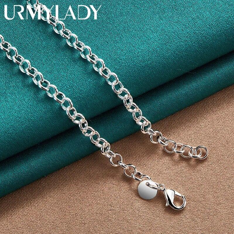 URMYLADY стерлингового серебра 925 пробы круглый/квадратный водоворот 20 дюймов кулон ожерелье для женщин свадьба помолвка вечерние модные украшения