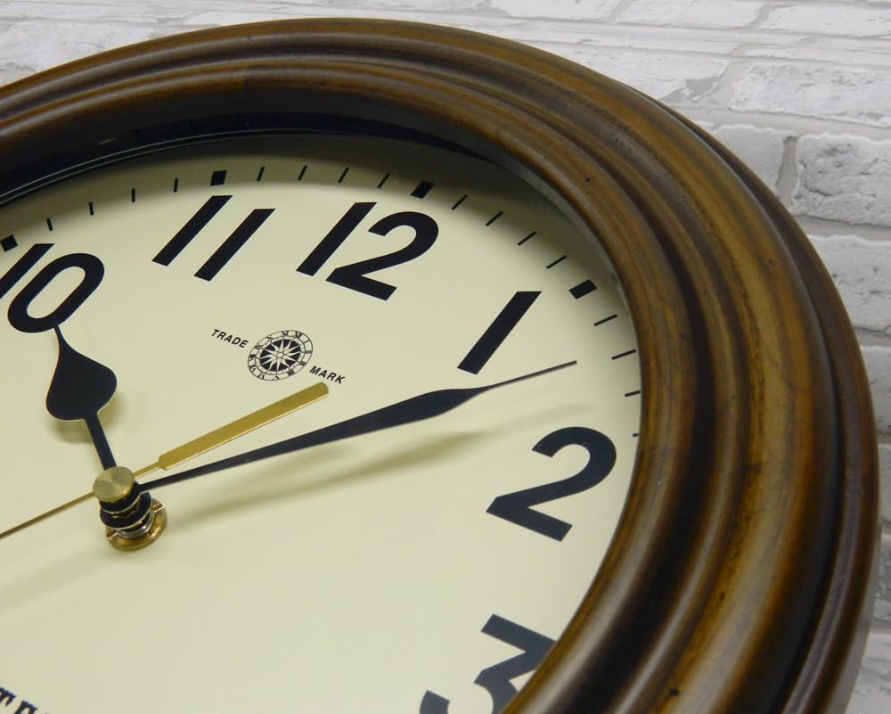 Suntel DQL729A-AN Retro Radio-Controlled Wall Clock, Antique Brown, Made in Japan