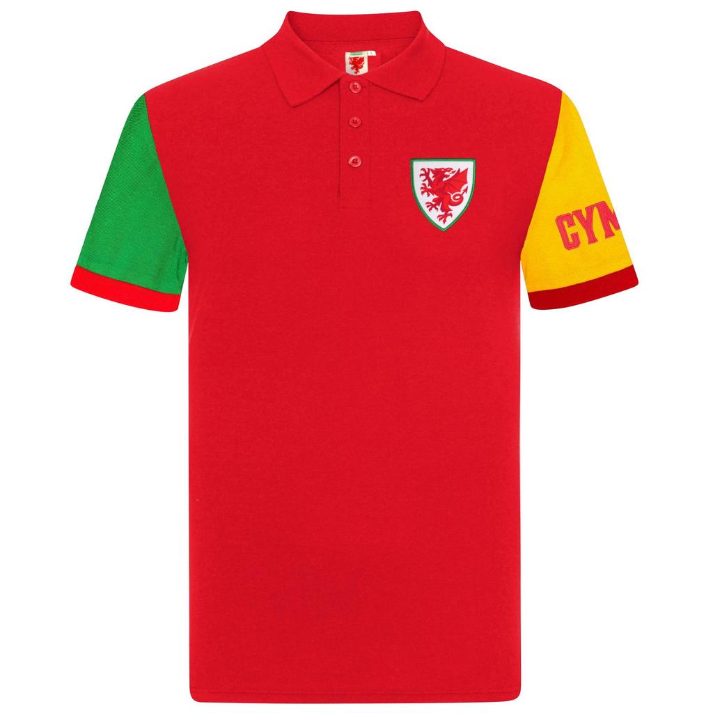 Wales Cymru Boys Contrast Sleeves Polo Shirt