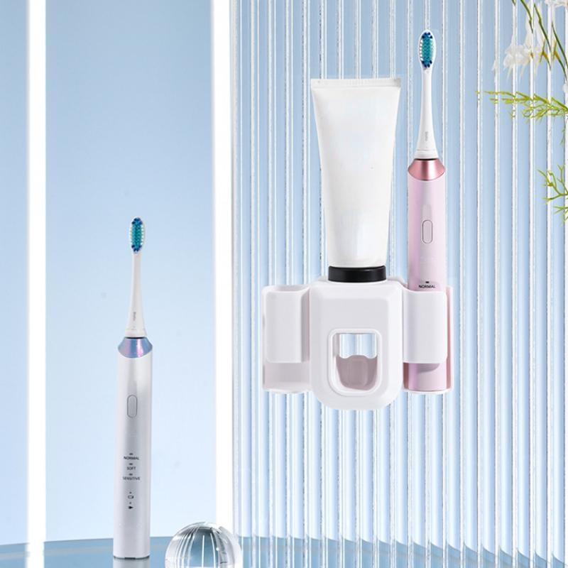 1 шт., держатель для электрической зубной щетки, настенный органайзер с двойным отверстием, органайзер для зубной щетки, подставка для зубной щетки с соковыжималкой для зубной пасты, аксессуары для ванной комнаты