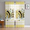 Bee Nest Eucalyptus Leaves Daisy Flower Yellow Voile Sheer Curtains Living Room Window Tulle Curtain Bedroom Drapes Home Decor