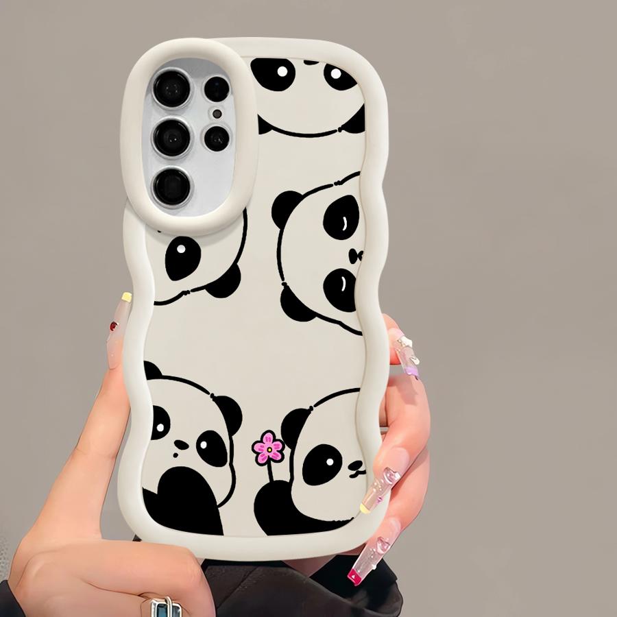Мягкий чехол-бампер с рисунком панды для Samsung Galaxy A26 S21 S25 S24 S22 Ultra S20 FE A25 S23 Plus A54 A35 A34 A36 A55 A24