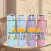 1PC Make Today Amazing Sun 750ml Color Plastic Sports Water Bottle Leakproof Flip Straw Lid Suitable for Sports Office Home Use