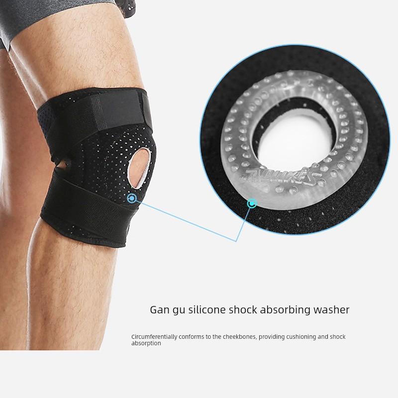 Sports Knee Brace, Professional Basketball Anti-Sprain, Four-Spring Support for Patella, Breathable Silicone Shock-Absorbing Knee Compression Strap
