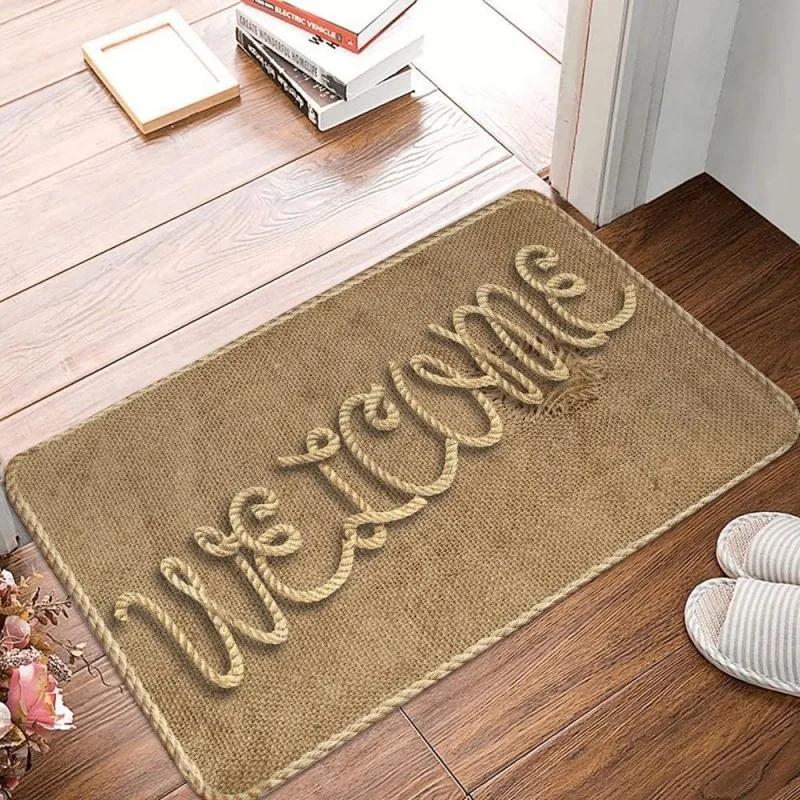 Rustic Welcome Mat for Front Door Outdoor Entrance Door Mat Ideal Rug for Home Indoor Farmhouse Funny Kitchen Carpet Home Decor