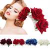 Ladies Elegant Bridal Flower Hair Comb Wedding Accessories Red Rose Hairpin Bridesmaid Hair Jewelry