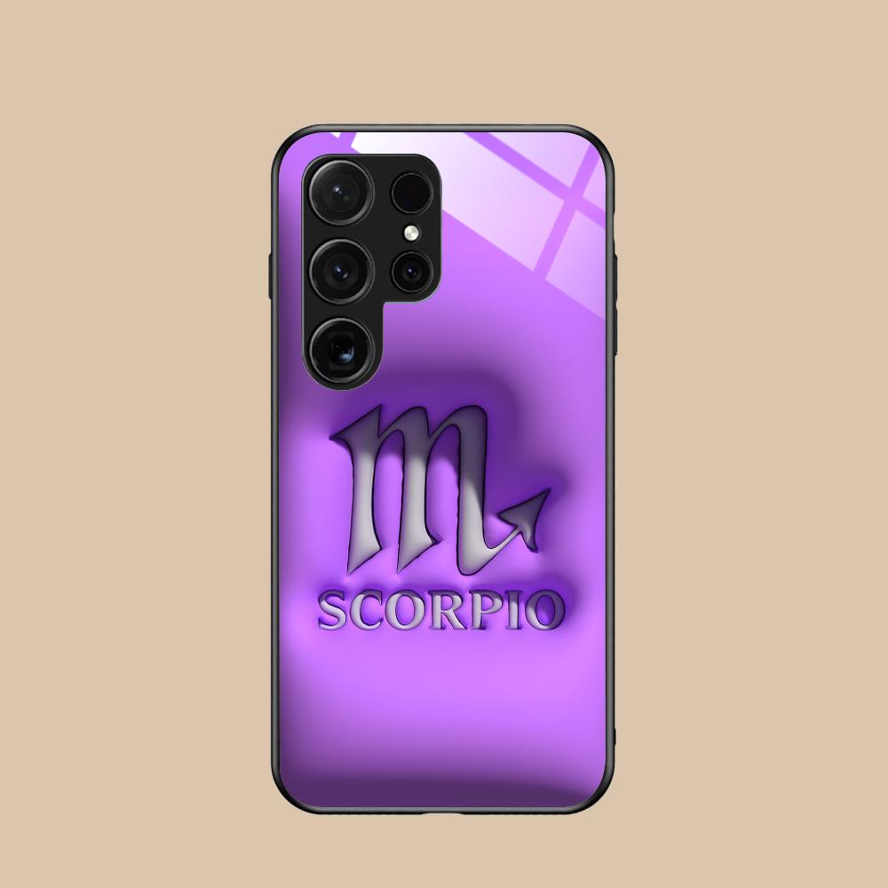 Чехол для телефона со знаком зодиака Скорпион для Samsung Galaxy A56 55 54 53 52 51 36 35 34 23 16 15 5G Стеклянная защитная крышка