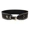 Punk Style Belt Rivet Decor Wide Imitation Leather Waistband Dress Shirt Versatile Waist Belt Fashion Accessory