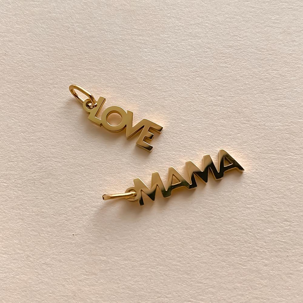 eManco Stainless Steel MAMA LOVE Letter Pendant with Single Loop Charms for DIY Necklace Bracelet Jewelry Making 48 Hour Shippin