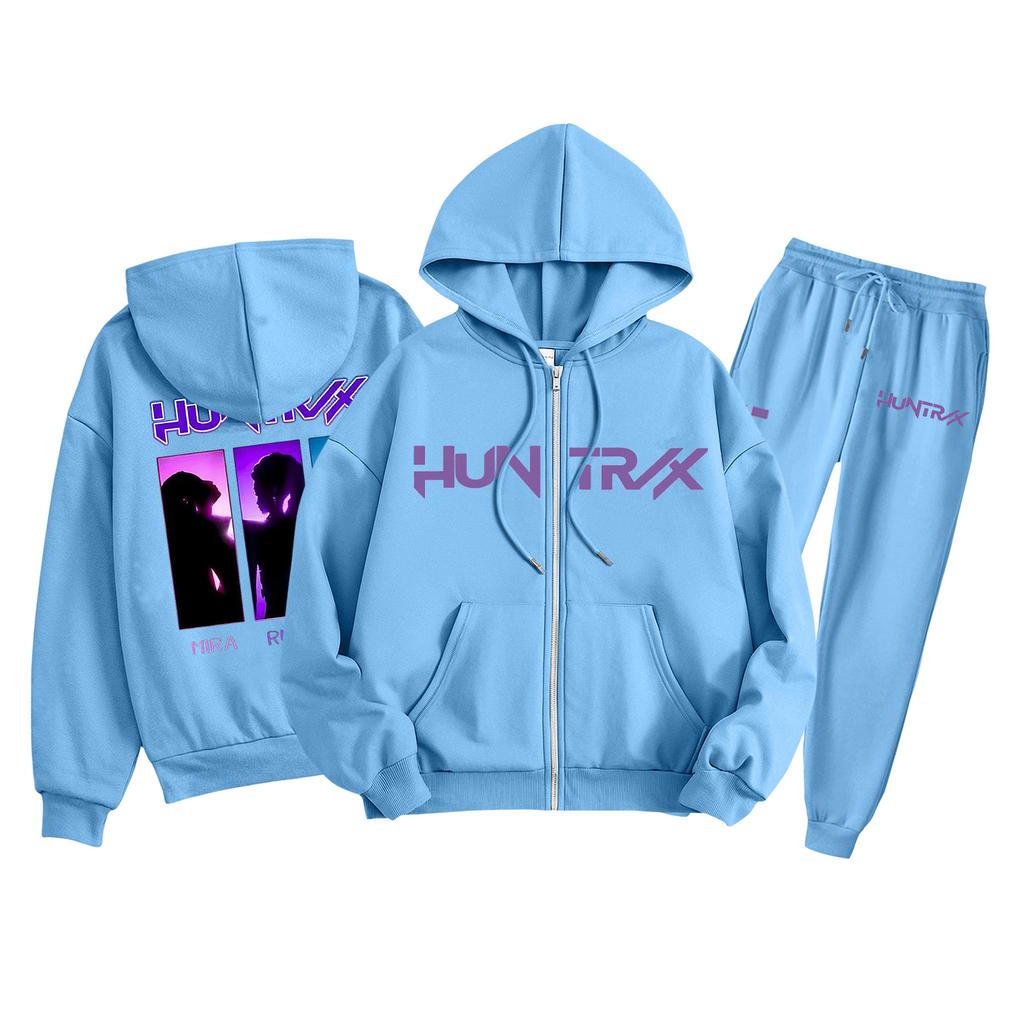 Детская мода Толстовка с капюшоном на молнии с длинными рукавами и спортивные штаны Однотонный комплект толстовки с карманами