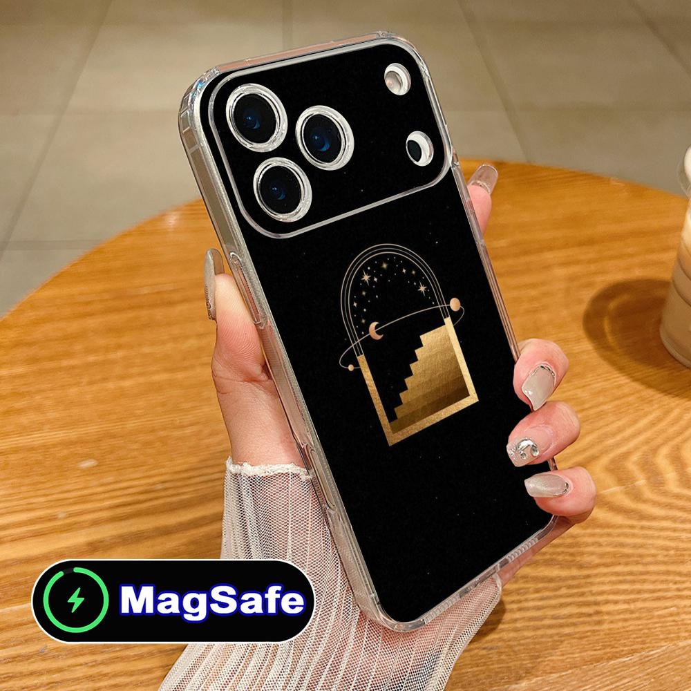 Sun Moon Mobile Cell Phone Case for iPhone 17 16 15 14 13 12 11 Air Pro Max Plus Mini Magsafe Clear Colorful Cover Luxury Cover