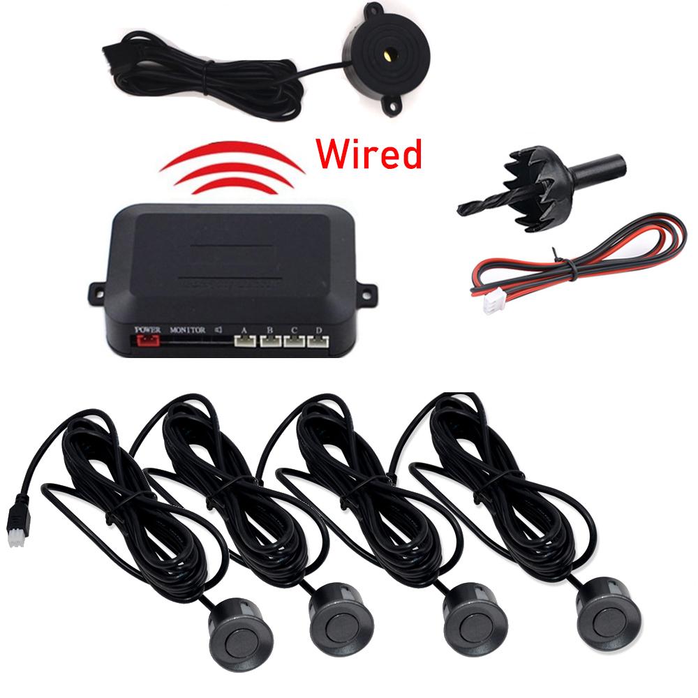 4 Car Parking Sensor Kit Buzzer 22mm Reverse Backup Radar Sound Alert Indicator Probe System 12V for BMW E39 Ford Focus 2 Opel