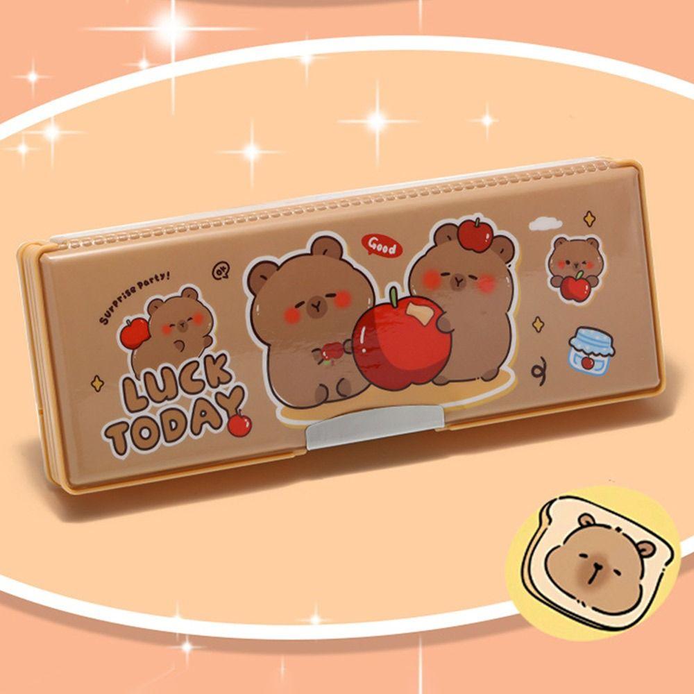 Double Sided Use Pen Box Quicksand Decor Stationery Organizer New Stationery Box  School Office