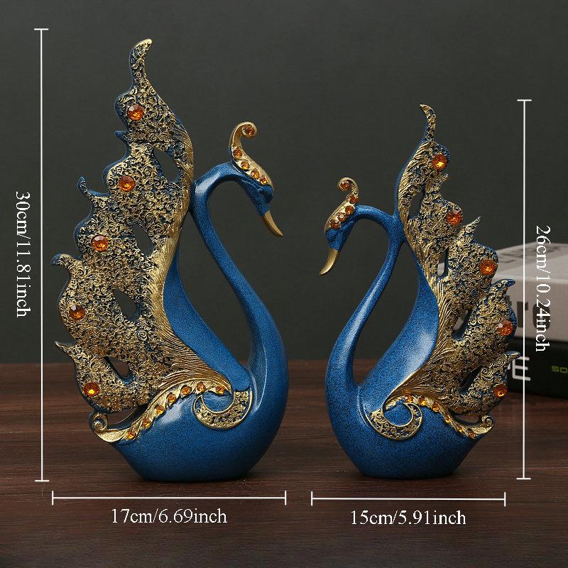 Couple Swan Ornament Resin Art Animal Figurines Modern Light Luxury Home Decor Living Room TV Cabinet Desktop Wedding Decoration