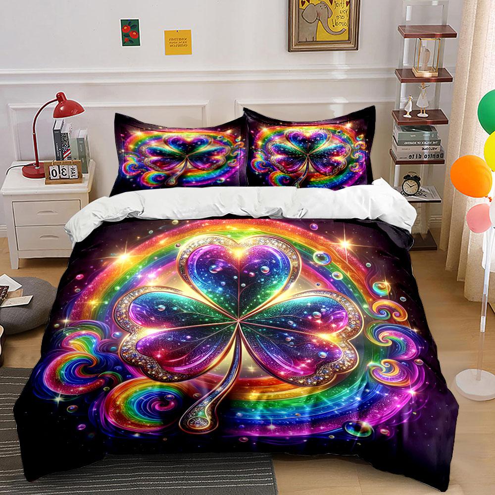 Colorful Dreamlike Halo Print Bedding Set 1 Duvet Cover 2 Pillowcases for Adult and Children Luxury Gift Full Size