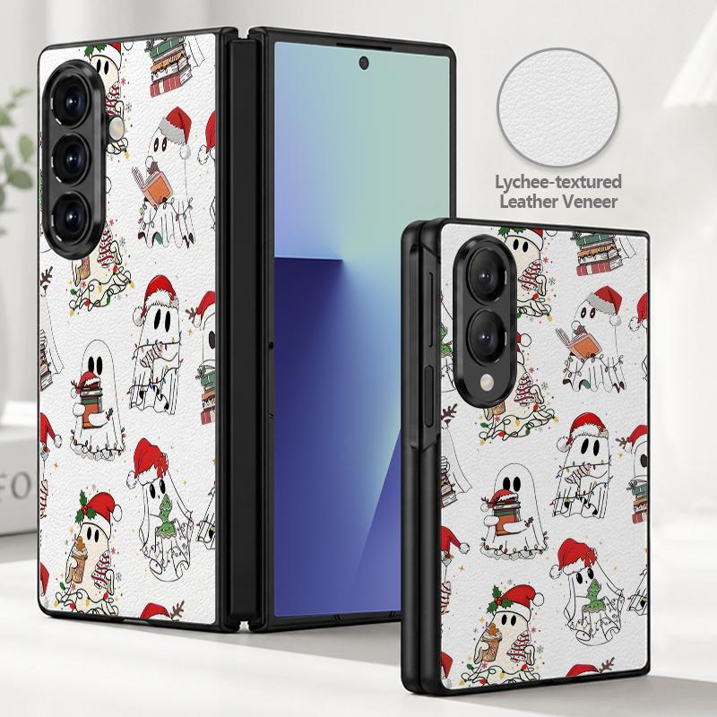 Рождественский Призрак Хэллоуин Чехол Для Samsung Galaxy Z Fold 8 Ultra 7 6 5 4 Z Fold8 Fold7 Fold6 Fold5 Гибридная Кожаная Накладка Жесткий ПК Бампер Чехол