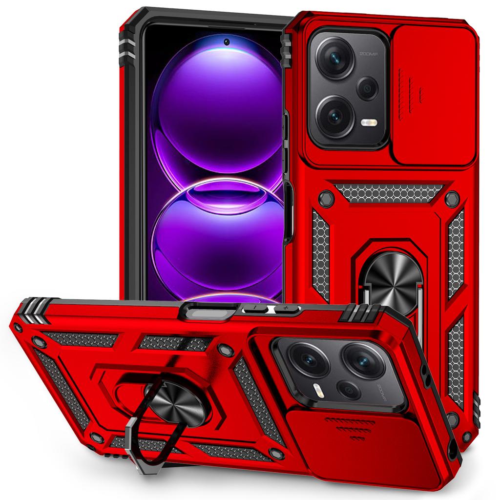 Для Xiaomi Редми Примечание 12 (5G)/ Xiaomi Poco X5 Бронированный чехол для телефона Защита объектива камеры Металлическое кольцо-подставка Противоударный чехол