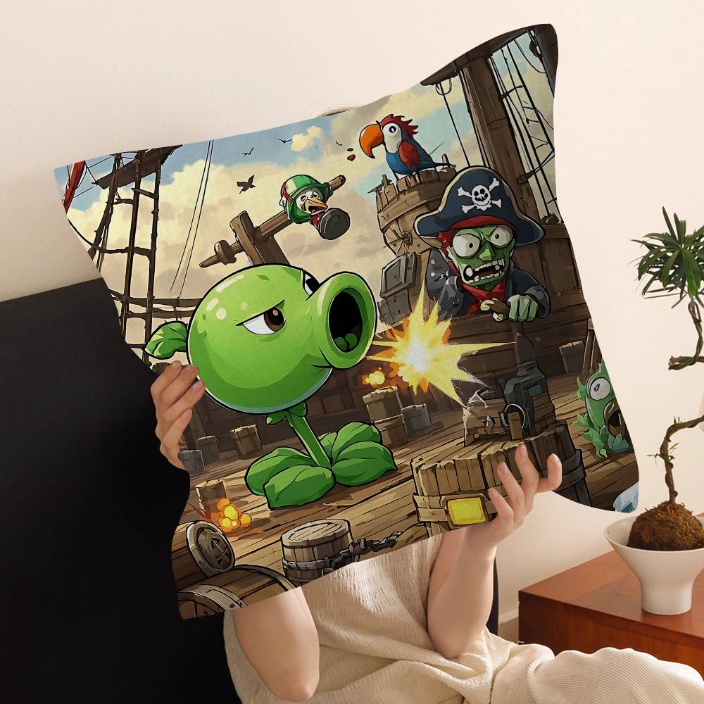 Игровой Чехол на Подушку 45*45см Plants Vs Z-Zombies Наволочка Декор Подушки Домашняя Наволочка для Подушки на Диван