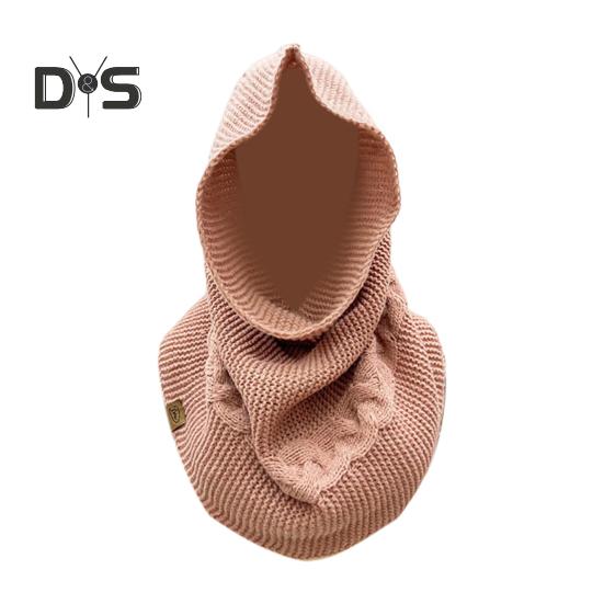 Winter Wool Knitting Scarf Women Men Solid Color Dual Use Shawl Scarf Twist Texture Versatile Warm Hat Scarf