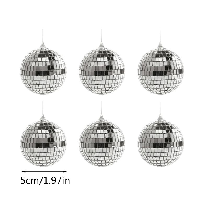 6/12pcs Mini Mirror Disco Ball Stage Light Reflective Rotating Bright Silver Glass Ball Birthday Wedding Party Cake Home Decor