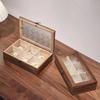 Decorative Glass Cover Jewelry Box Vintage Solid Wood Storage Cabinet Trinket