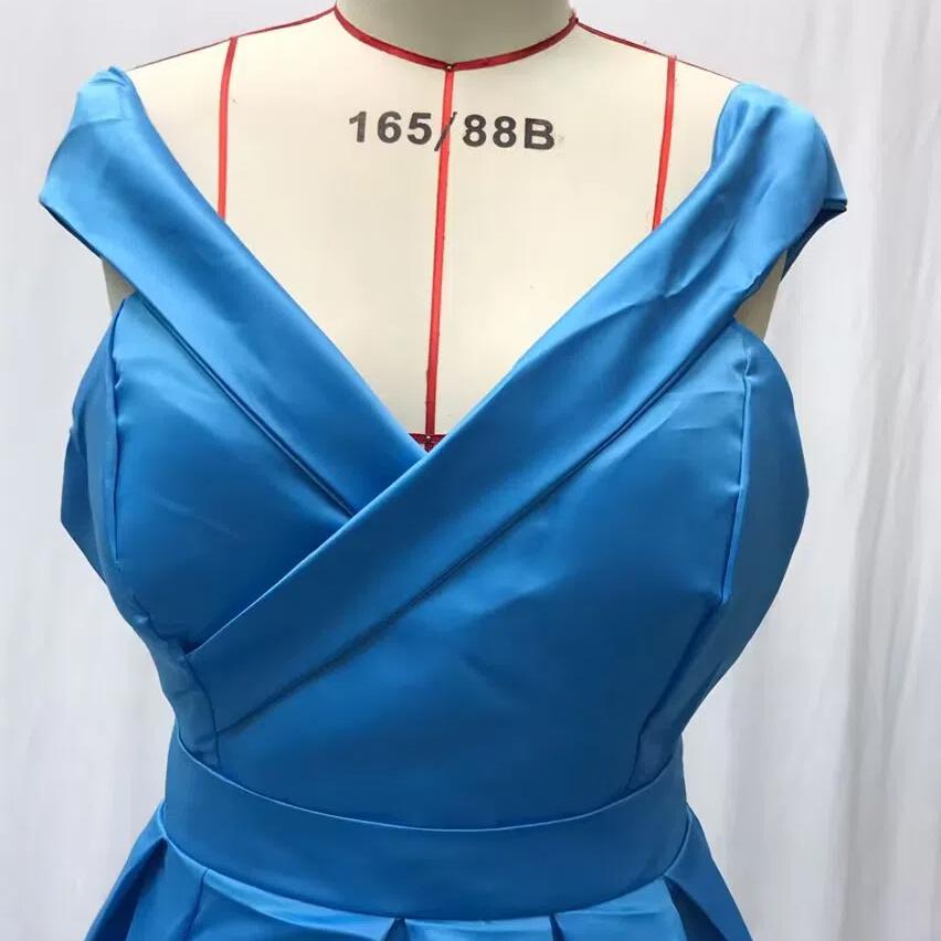 Women's Dress Deep V - Neck, Satin, Multi Color, High Slit Evening Gown Long Gown with Off Shoulder Design and High Slit Skirt