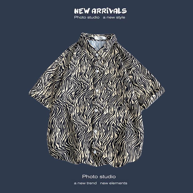 Летняя корейская ретро-цветочная свободная рубашка для пары - модный мужской топ с коротким рукавом