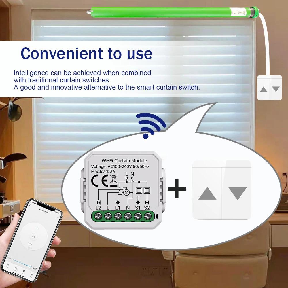 Tuya Smart Life WiFi Модуль для штор Переключатель жалюзи для электродвигателя рулонных штор Голосовое управление Работает с Google Home Alexa