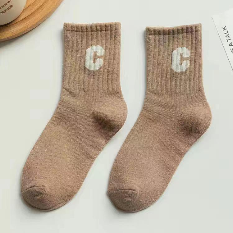 Женские полосатые носки средней длины для похудения, универсальный высококачественный модный дизайн для осени/зимы, стиль Forest Campus с буквой C