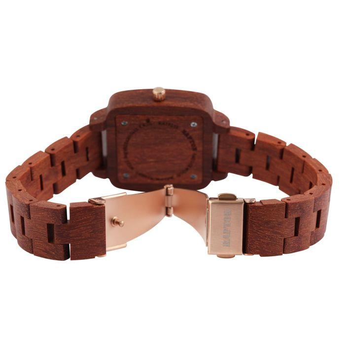 Montre bracelet - RAPTOR - Angy - Boîtier carré 36 mm - Bois de Padouk - Miyota 2035