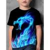 Kids Flaming Dragon 3D Digital Printed Boys' Fashion and Comfortable Round Neck Short Sleeved T-shirt