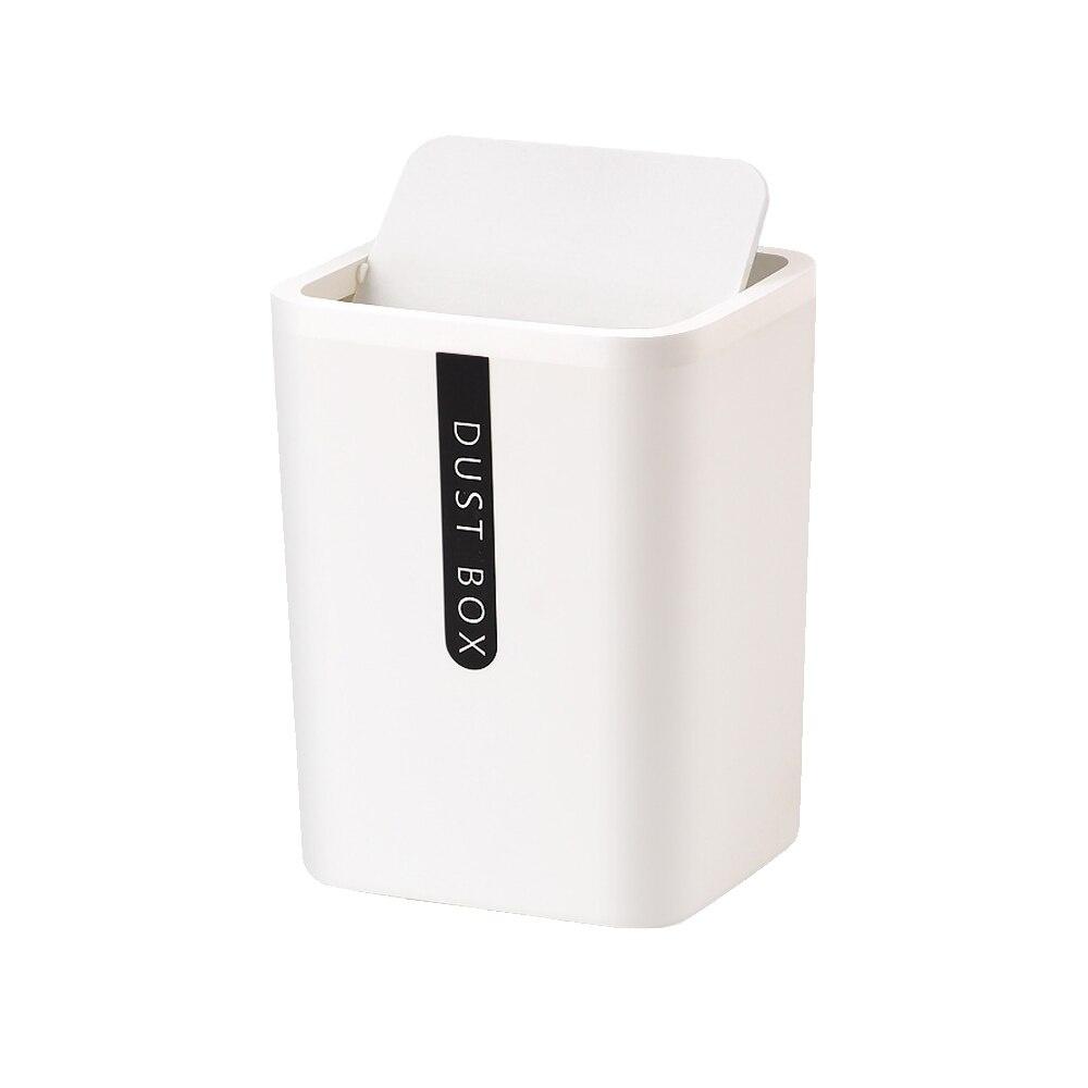 Mini Desktop Trash Can Home Table Plastic Trash Can Office Supplies with Shake Cover Paper Basket Sundries Barrel Box