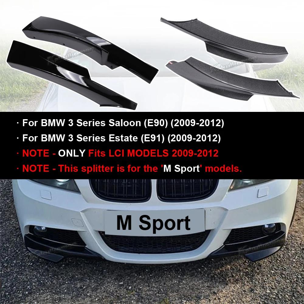 1Pair Front Bumper Splitters Lip Car Diffuser Splitter Spoiler Body Kit Cover For BMW 3 Series E90 E91 LCI M Sport 2009-2012