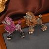 Creative Cute Poodle Dog Shape Brooch Sparkling Rhinestone Coat Lapel Pin Dress Shawl Scarf Hat Animal Badge Jewelry Gift