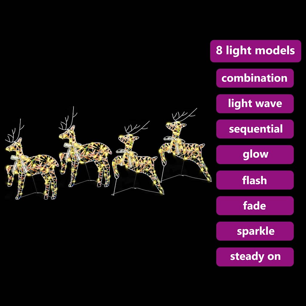 LED Reindeer 4 pcs. 80 LEDs Multicolor 44 x 18 x 65.5 cm PET