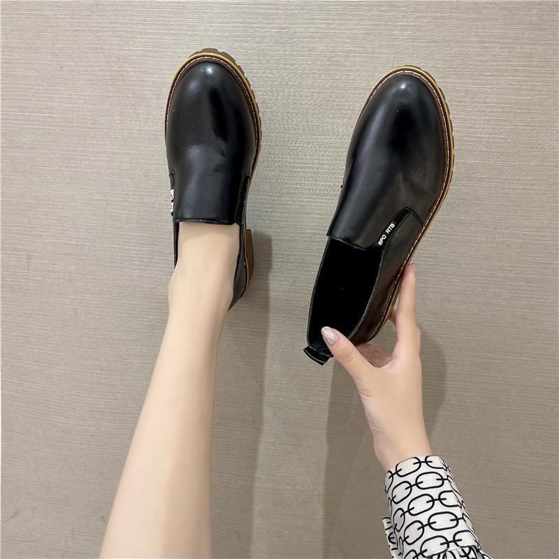 Мягкие кожаные лоферы с низкой посадкой, повседневные туфли со средним каблуком - Женская обувь