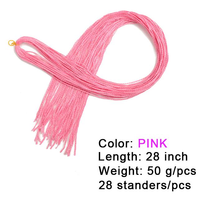 28'' Long Synthetic Zizi Braid Hair Straight Colorful Zizi Box Braids Crochet Hair Extension Pink Write Purple for Women Party