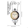 Double Sided Station Clock Garden Retro Design Mute Hanging Wall for Home Outdoor Living