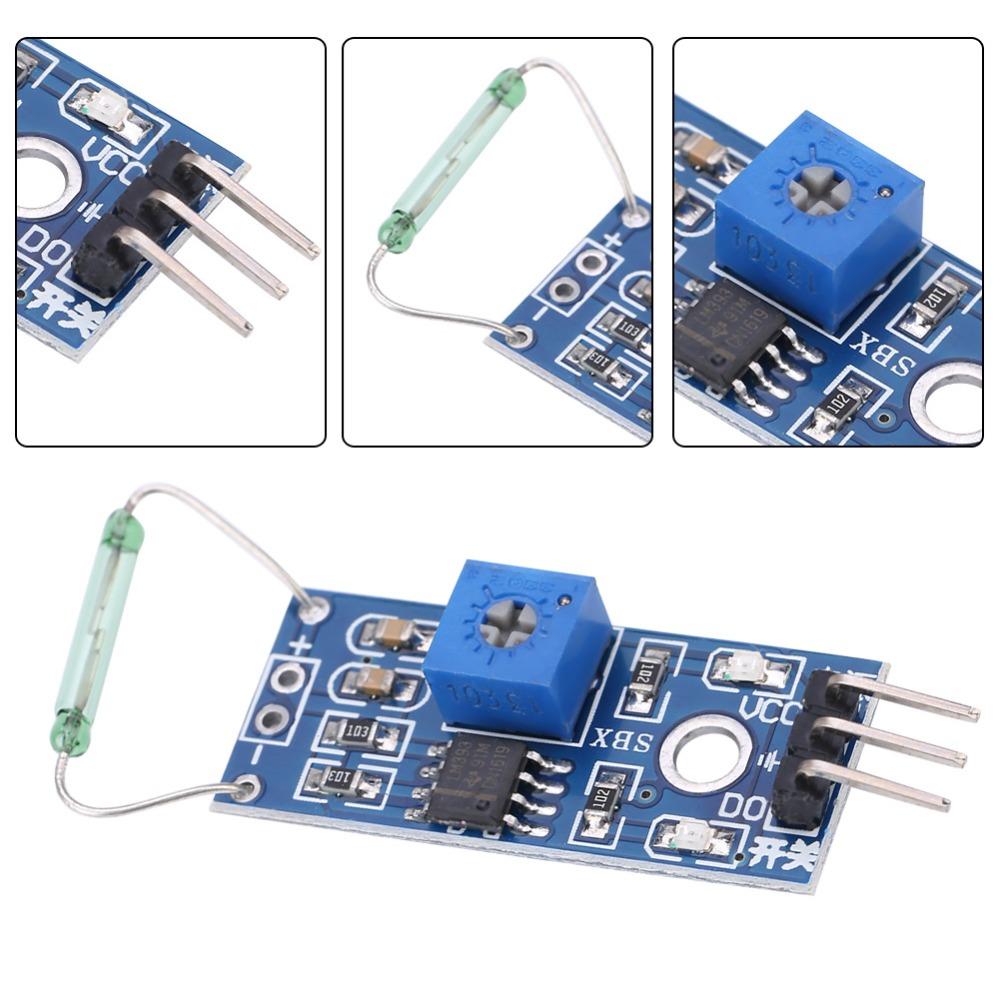 4Pcs 3.3V-5V Reed Module LM393 Comparator Reed Sensor Module Magnetic Reed Module  Security Systems