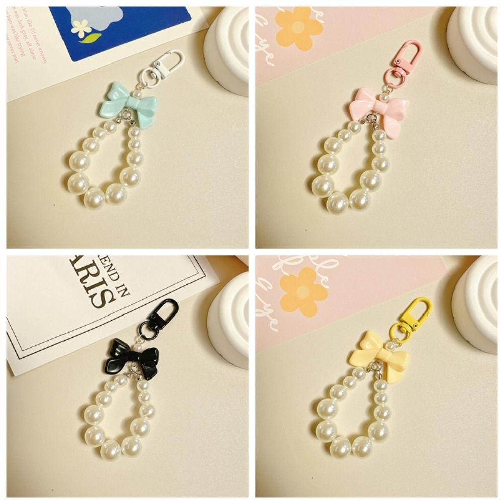 Акриловый жемчужный брелок с бантом и бантом, автомобильный брелок с бусинами, подвеска для мобильного телефона, креативный подарок