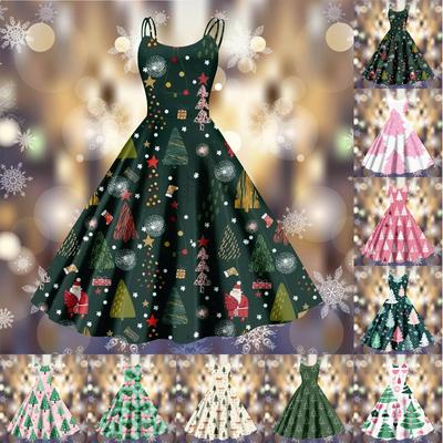 Рождественская женская повседневная модная юбка с цветочным принтом в стиле панк-ретро с открытыми плечами