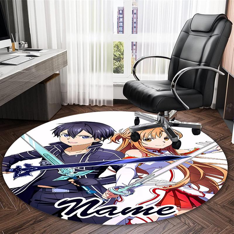 Customizable S-Sword Art Online1 Round Non-Slip Carpet - Ideal for Garden, Picnic, Office, Perfect for Decoration, Suitable For All Seasons