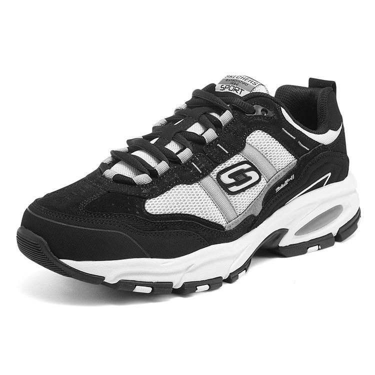 Skechers Vigor Мужские Кроссовки Dad Shoes Низкие Черно-Белые Color Block Ткань Синтетическая Кожа Классические Универсальные 51241-BKW