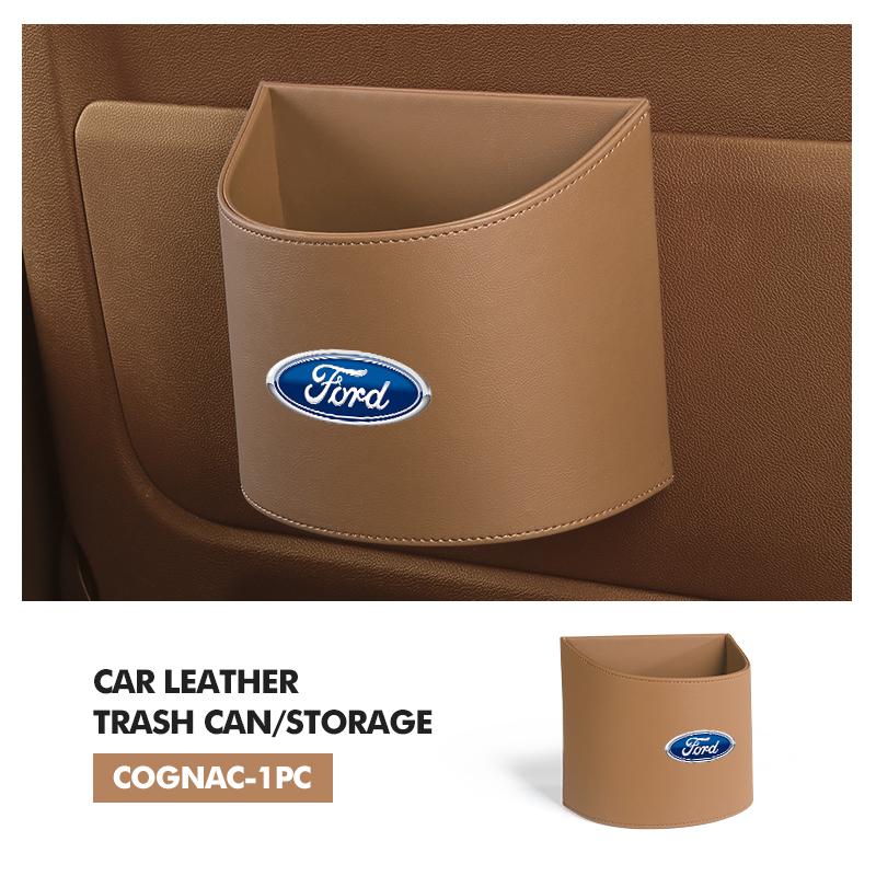 Car Door Leather Trash Can Auto Hanging Rubbish Storage Bag For Ford mk2 mk3 Ranger Mondeo mk4 S-MAX Kuga Mustang Fusion